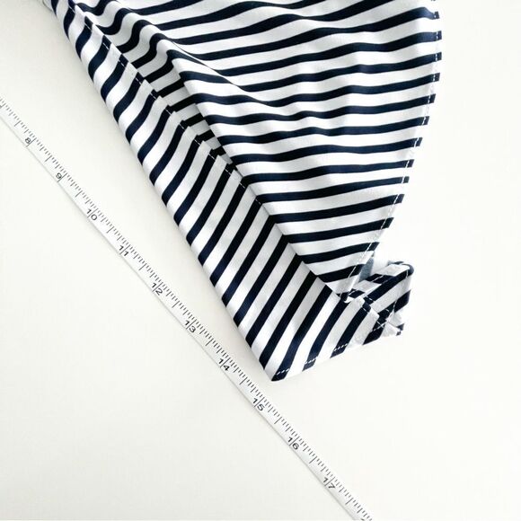 Frank Lyman Top Off The Shoulder Navy White Striped Fluted Sleeves Women's 6 NWT - Picture 8 of 9